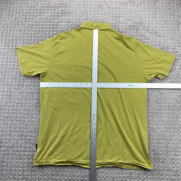Patagonia Polo Shirt Men Extra Large XL Yellow Gray Stripes Golf Chest Pocket - Picture 4 of 6